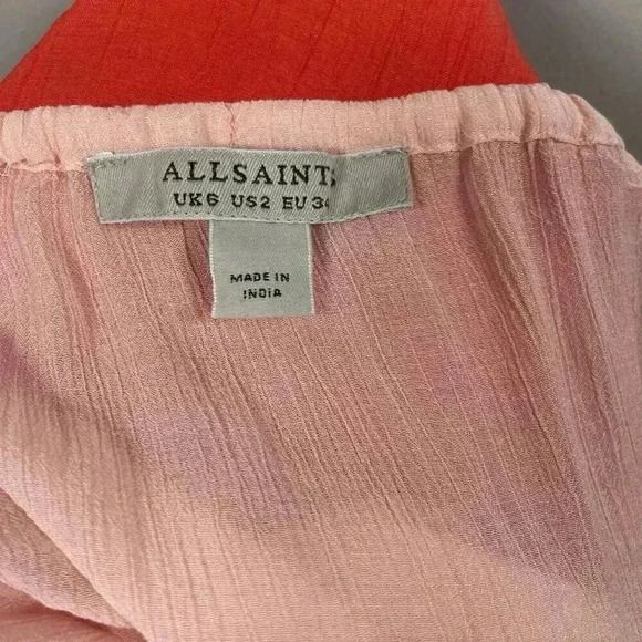 All Saints Aida Color Block Maxi Dress Size US 2 Sheer Boho Halter Tie Colorful - Picture 10 of 11